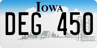 IA license plate DEG450