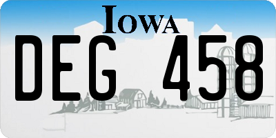 IA license plate DEG458