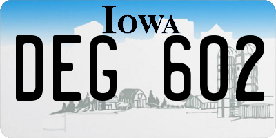 IA license plate DEG602