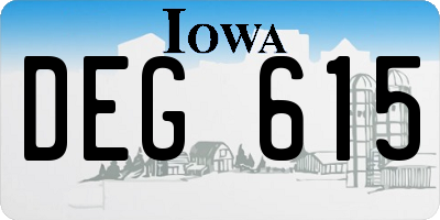 IA license plate DEG615