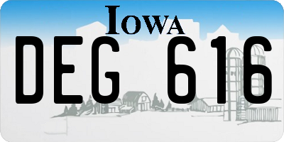 IA license plate DEG616