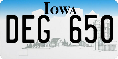 IA license plate DEG650