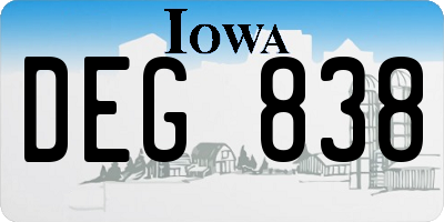 IA license plate DEG838