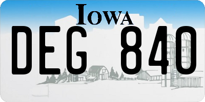 IA license plate DEG840
