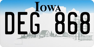 IA license plate DEG868