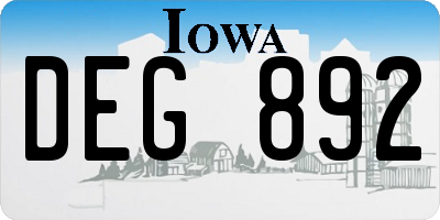 IA license plate DEG892