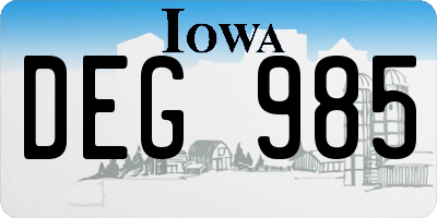 IA license plate DEG985