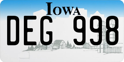IA license plate DEG998