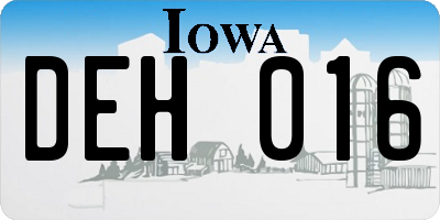 IA license plate DEH016