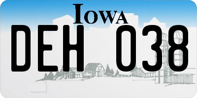 IA license plate DEH038