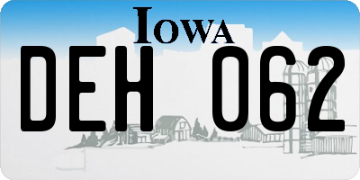 IA license plate DEH062