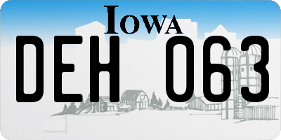 IA license plate DEH063