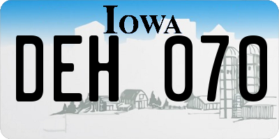 IA license plate DEH070