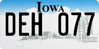 IA license plate DEH077