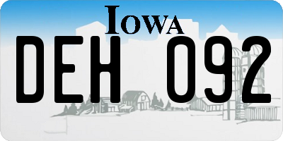 IA license plate DEH092