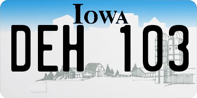 IA license plate DEH103