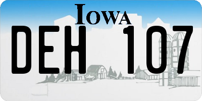 IA license plate DEH107