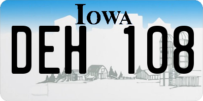 IA license plate DEH108