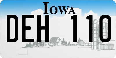 IA license plate DEH110