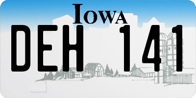 IA license plate DEH141