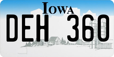 IA license plate DEH360