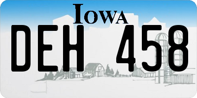 IA license plate DEH458