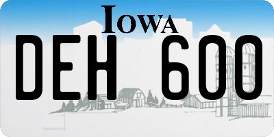 IA license plate DEH600