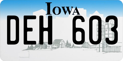 IA license plate DEH603