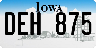 IA license plate DEH875