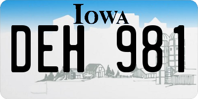 IA license plate DEH981