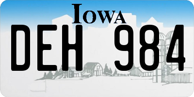 IA license plate DEH984