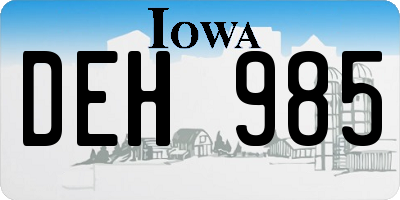 IA license plate DEH985
