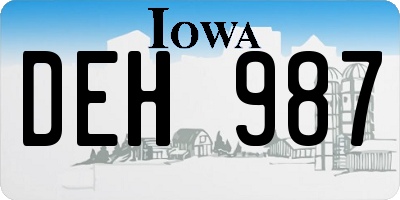 IA license plate DEH987
