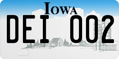 IA license plate DEI002