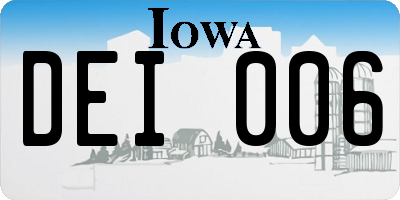 IA license plate DEI006