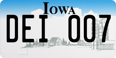 IA license plate DEI007