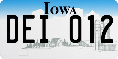 IA license plate DEI012