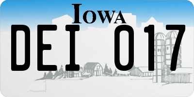 IA license plate DEI017