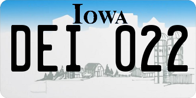 IA license plate DEI022