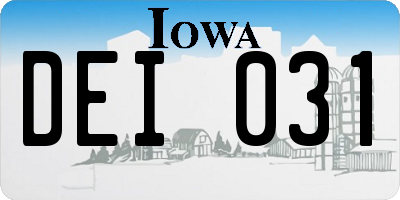 IA license plate DEI031