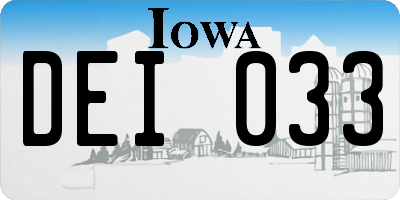 IA license plate DEI033