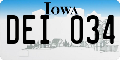 IA license plate DEI034