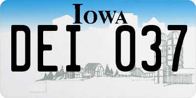 IA license plate DEI037