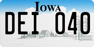 IA license plate DEI040