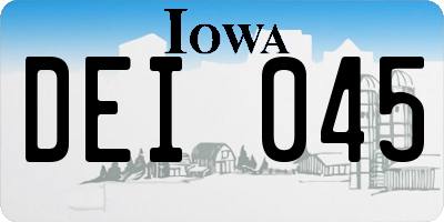 IA license plate DEI045