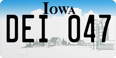 IA license plate DEI047