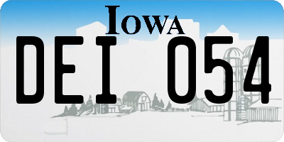 IA license plate DEI054