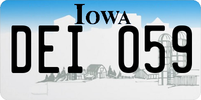 IA license plate DEI059
