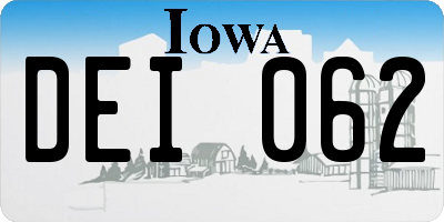 IA license plate DEI062