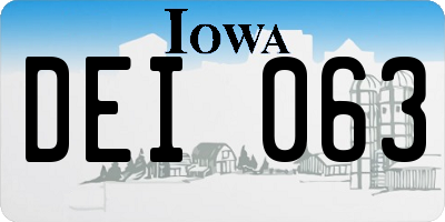 IA license plate DEI063
